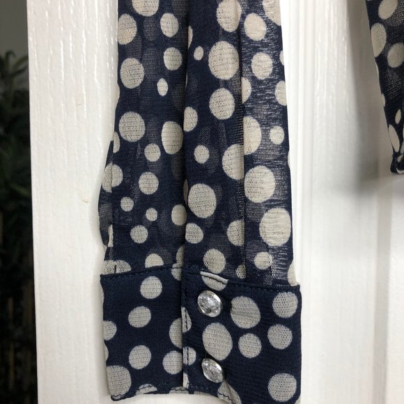 Macy's Sheets Blue & Silver Polka Dot Button Down - Picture 5 of 7